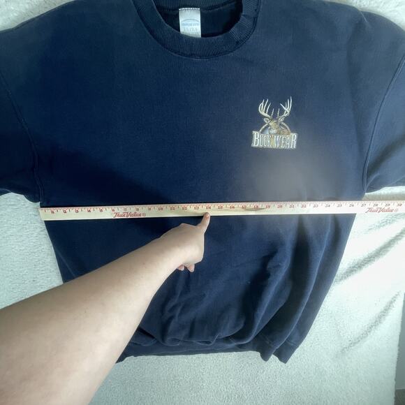 Vintage Buck Wear Sweatshirt Mens 2XL Blue Deer Hunting Wildlife Crewneck - Picture 8 of 16
